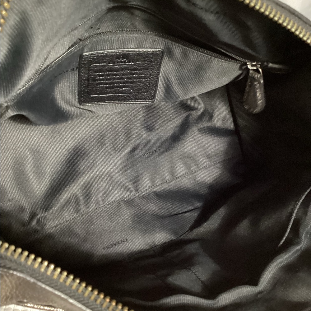 COACH Rhyder 33739 Metallic 2 Tone Leather Satchel Carryall Bag with Long Strap - Picture 10 of 12